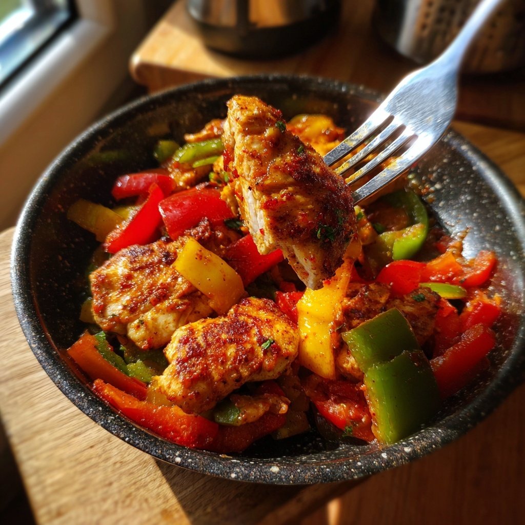 Kalorienarme Hähnchen Pfanne Mit Paprika