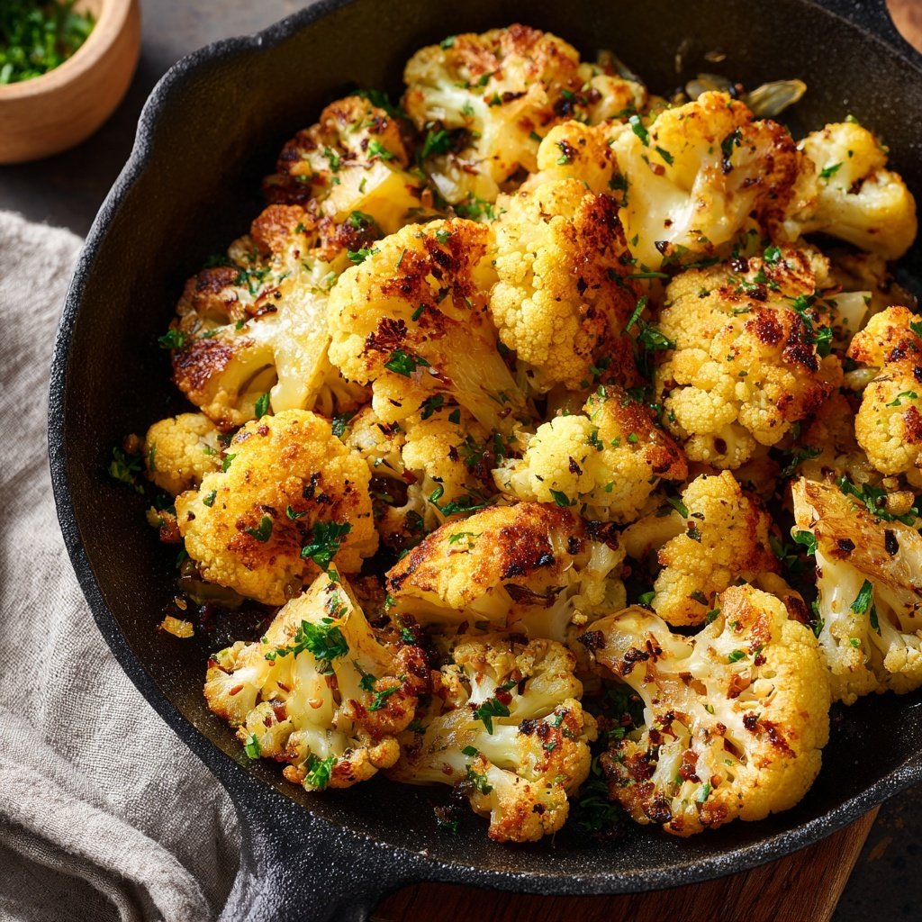 Blumenkohlpfanne mit Knoblauch