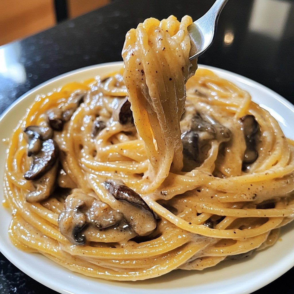 Spaghetti mit cremiger Pilzsauce
