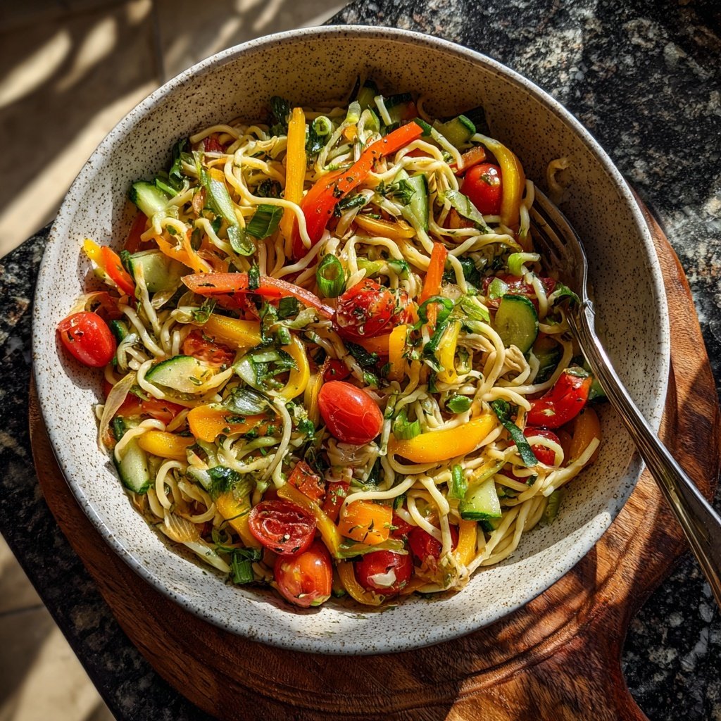 Mediterraner Nudelsalat Mit Frühlingszwiebeln