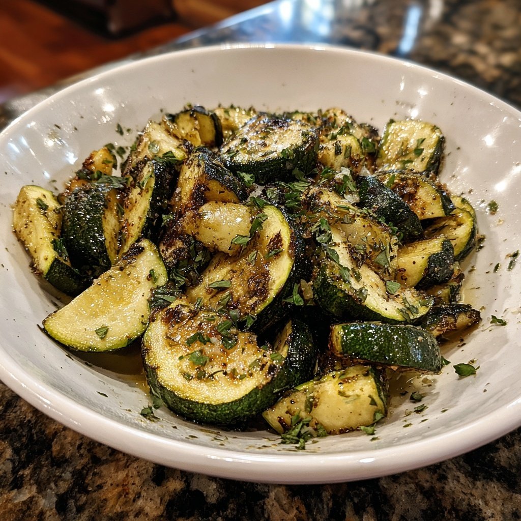 Ofen-geroestete Zucchini mit Kräutern