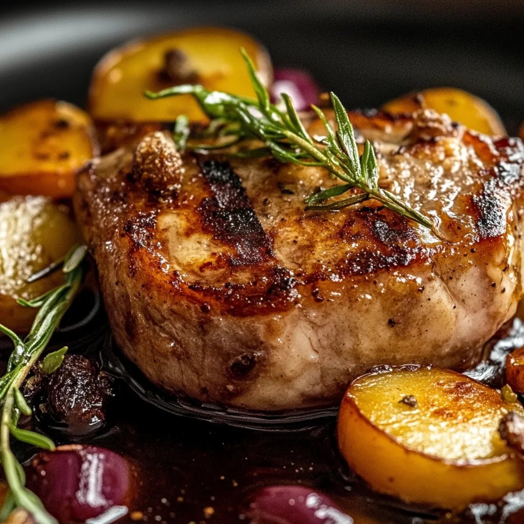Schweinefilet mit Äpfeln und Zwiebeln