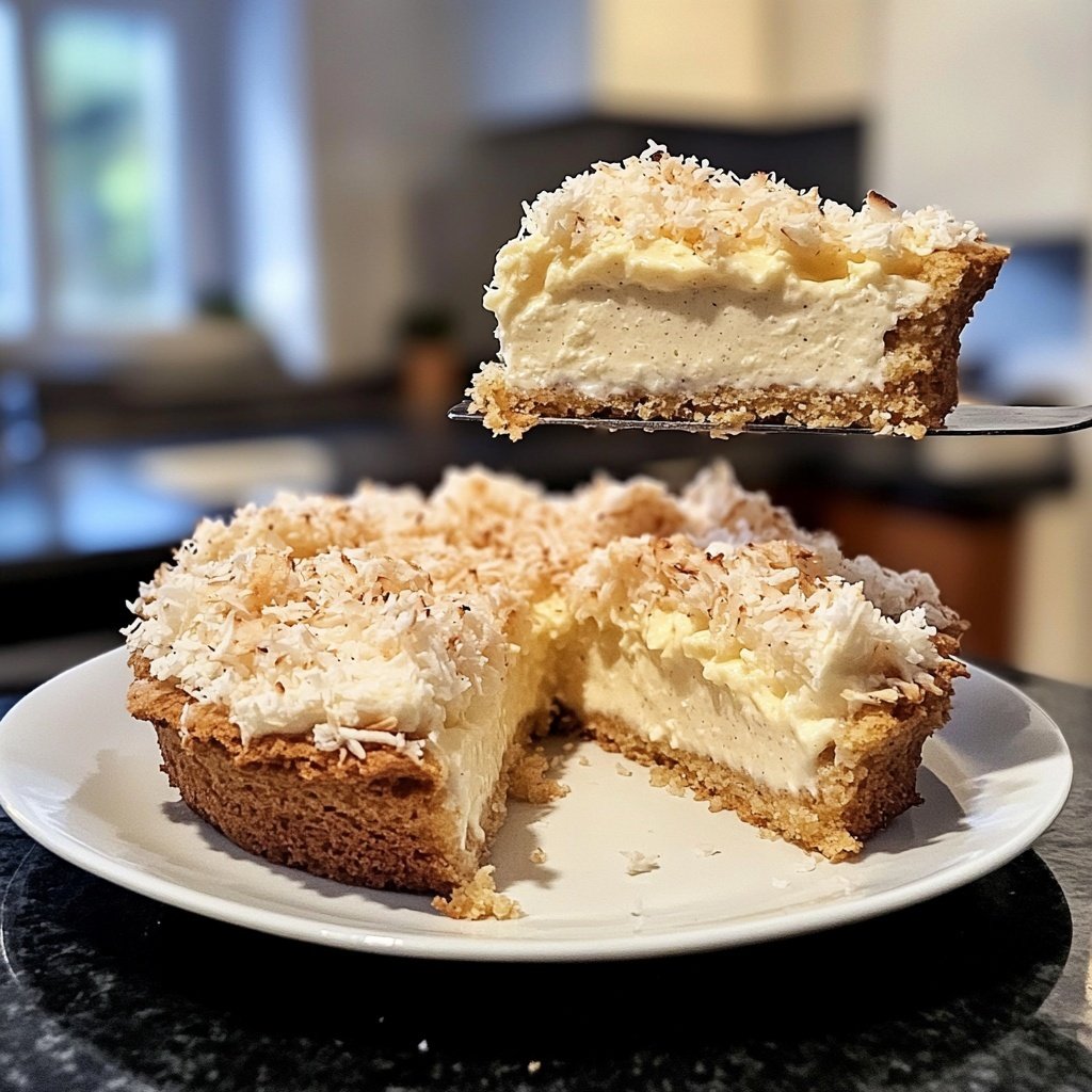 Kokoskuchen mit Vanillepudding