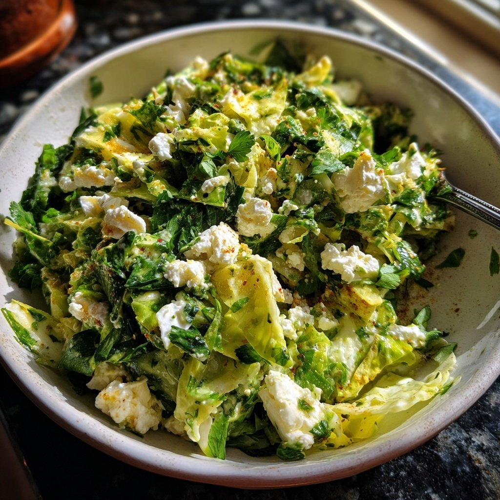 Green Goddess Salat mit Spitzkohl und Feta