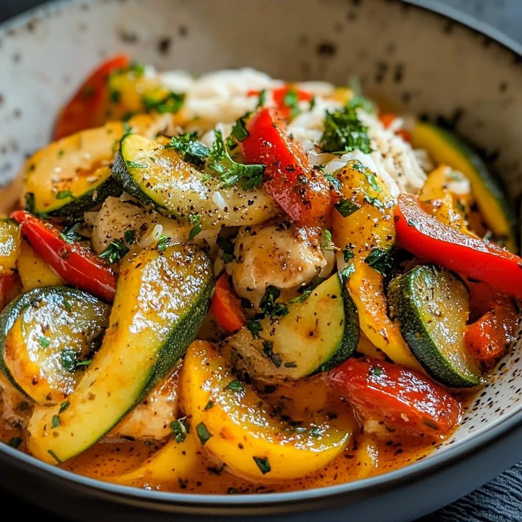 Cremiges Paprika-Zucchini-Hähnchen
