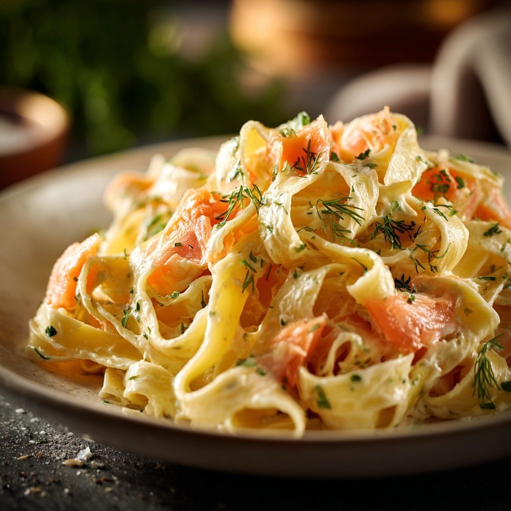 Tagliatelle mit Lachs und Sahne